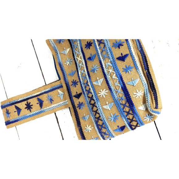 Vintage tribal boho needle point jute handbag purse - Picture 5 of 5